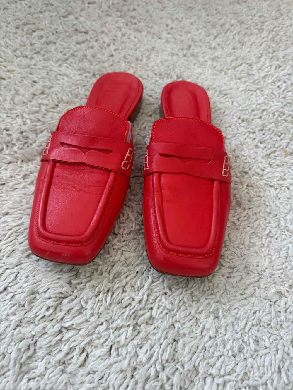 Women's Red Slip-On Loafer Mules